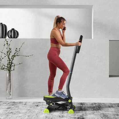 HOMCOM Twister Stepper, maszyna do ćwiczeń na stepie z regulowanym oporem, ekran LCD - szary