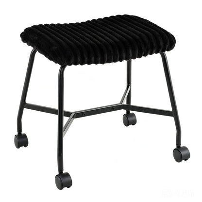 Upholstered Footrest Stool Set of 2 with 4 Swivel Casters & 7.5 cm Thick Cushion for Bedroom-Black
