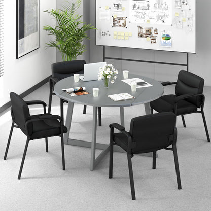 Upholstered Waiting Room Chair No Wheels Set of 4 with Padded Armrests-Black