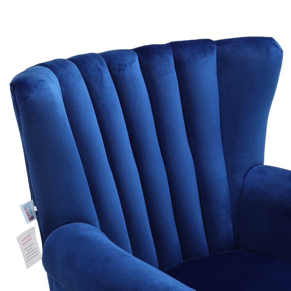 Velvet Upholstered Wingback Chair Thick Padded Armchair Green/Blue