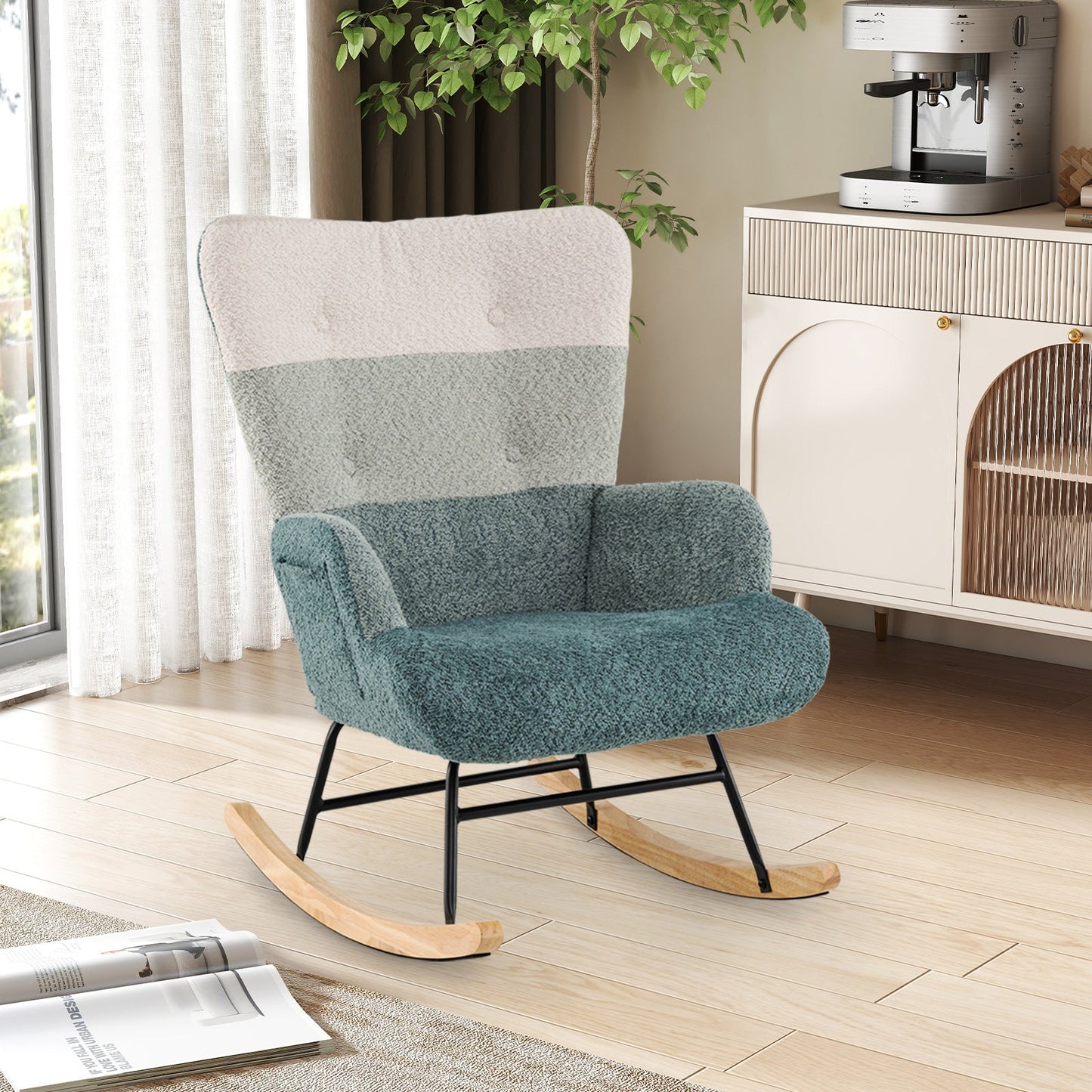 Upholstered Boucle Fabric Nursing Armchair for Bedroom