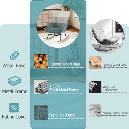 Upholstered Boucle Fabric Nursing Armchair for Bedroom