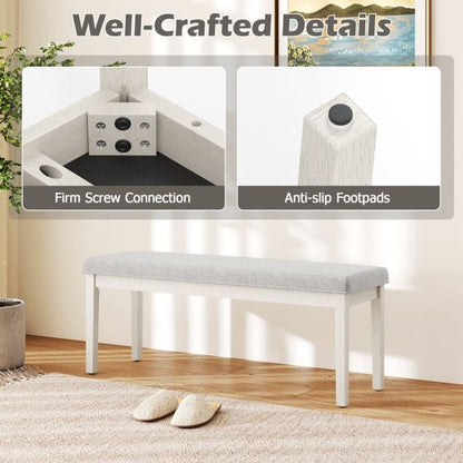 Upholstered Dining Bench Shoe Bench with Rubber Wood Legs and 300 KG Max Load-Light Grey