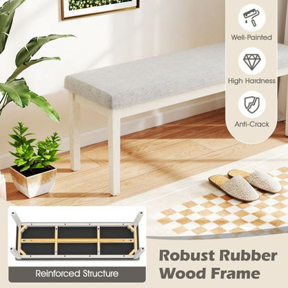 Upholstered Dining Bench Shoe Bench with Rubber Wood Legs and 300 KG Max Load-Light Grey