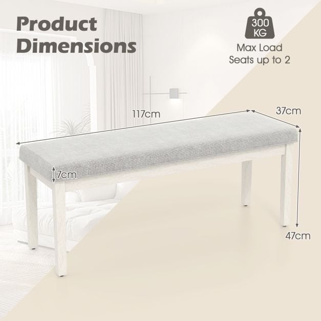 Upholstered Dining Bench Shoe Bench with Rubber Wood Legs and 300 KG Max Load-Light Grey