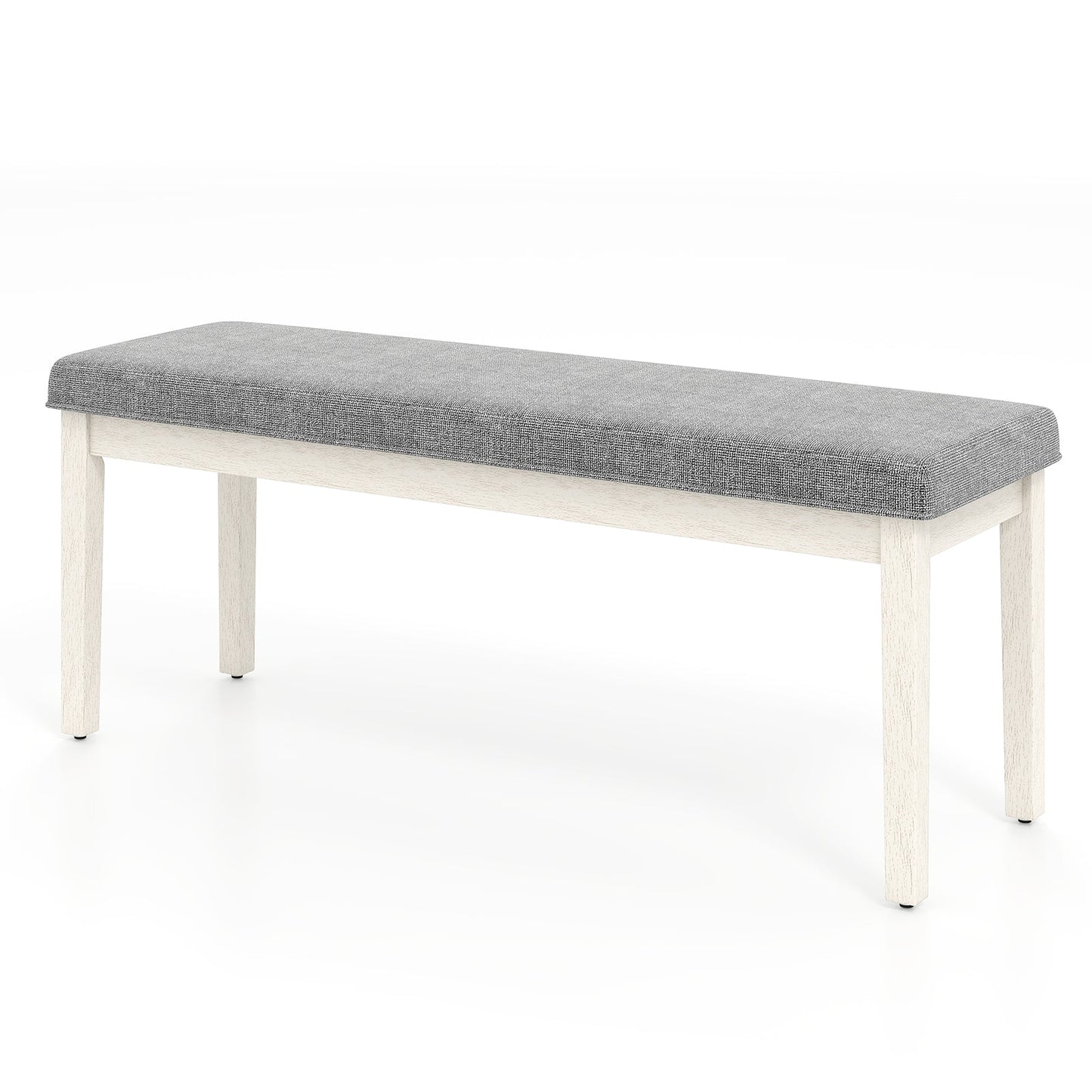 Upholstered Dining Bench Shoe Bench with Rubber Wood Legs and 300 KG Max Load-Dark Grey