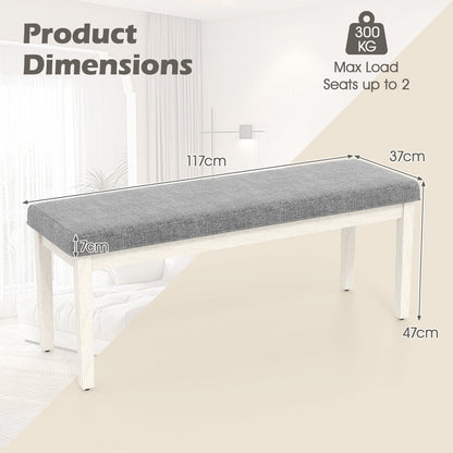 Upholstered Dining Bench Shoe Bench with Rubber Wood Legs and 300 KG Max Load-Dark Grey