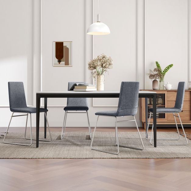 Set of 2 dining chairs with folding backrest &amp; metal frame upholstered kitchen chair