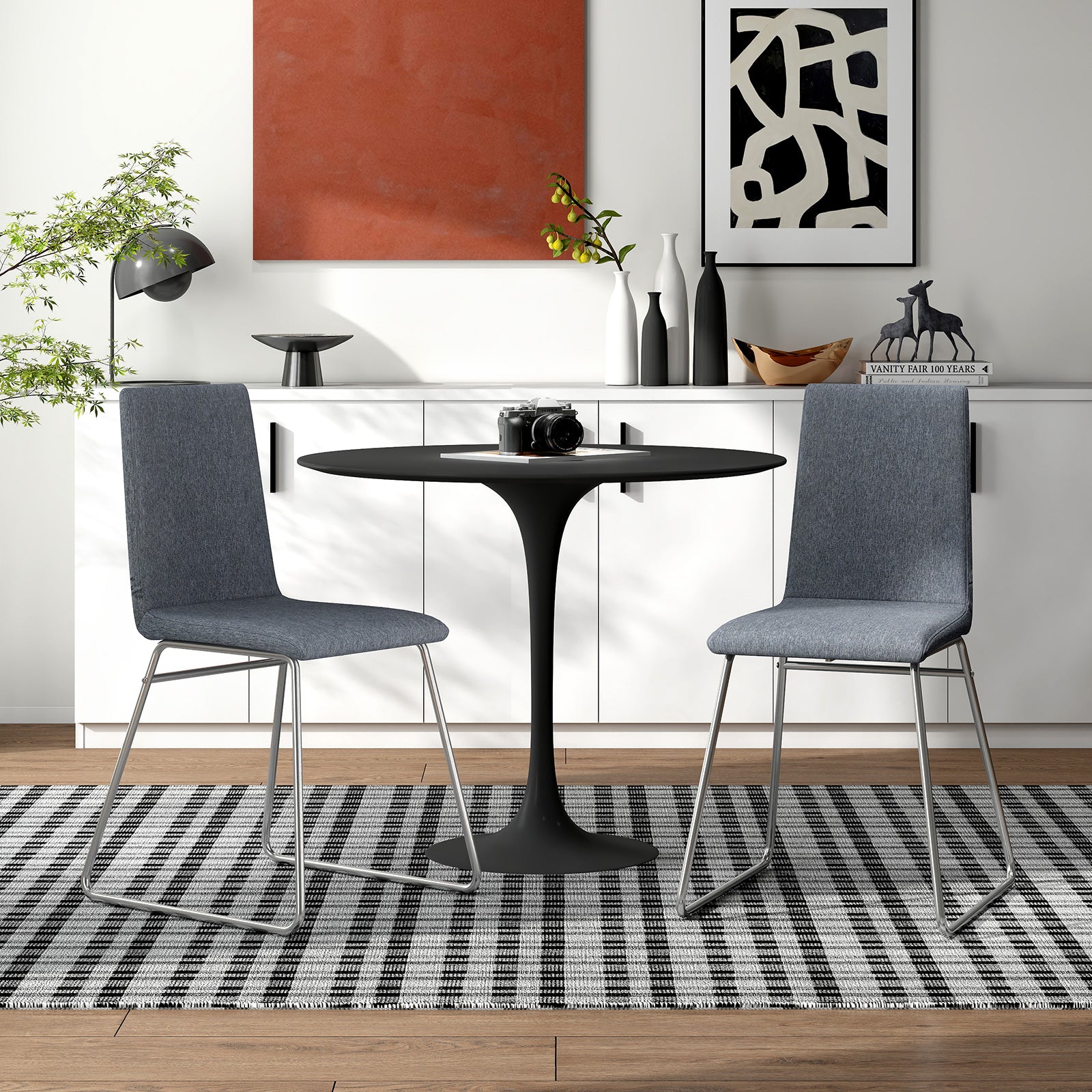 Upholstered Dining Chairs Set of 2 Kitchen Dinner Chairs-Grey