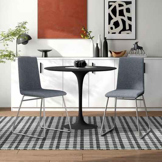 Set of 2 dining chairs with folding backrest &amp; metal frame upholstered kitchen chair