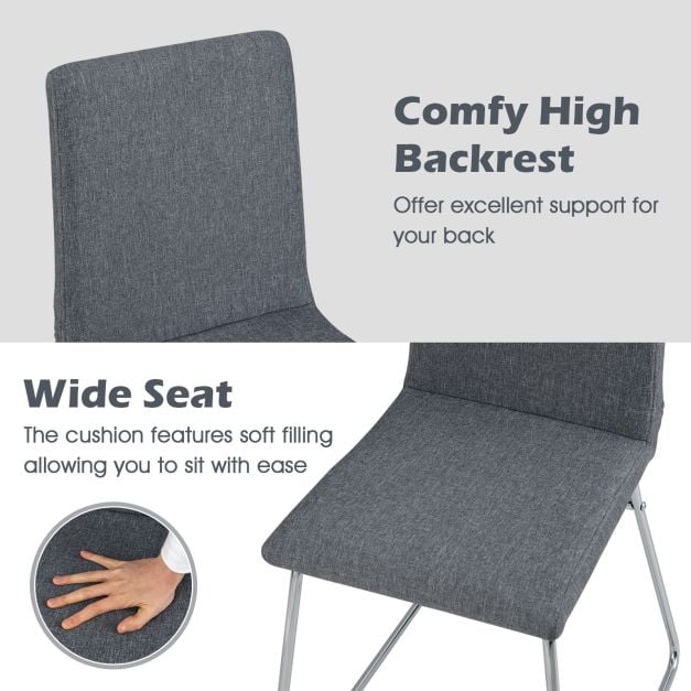 Set of 2 dining chairs with folding backrest &amp; metal frame upholstered kitchen chair