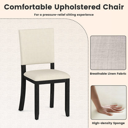 Upholstered Dining Chairs Set of 2 with Soft Padded Seat and Solid Wood Frame-Beige