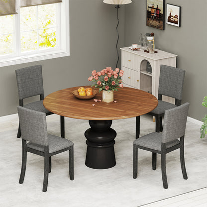 Upholstered Dining Chairs Set of 4 with Soft Padded Seat-Light Grey