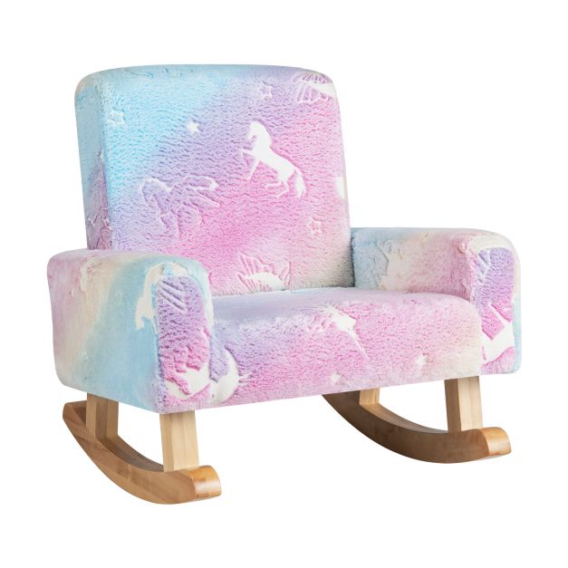 Rocking chair children Children&#39;s sofa glow in the dark Children&#39;s armchair upholstered in flannel fabric Colorful
