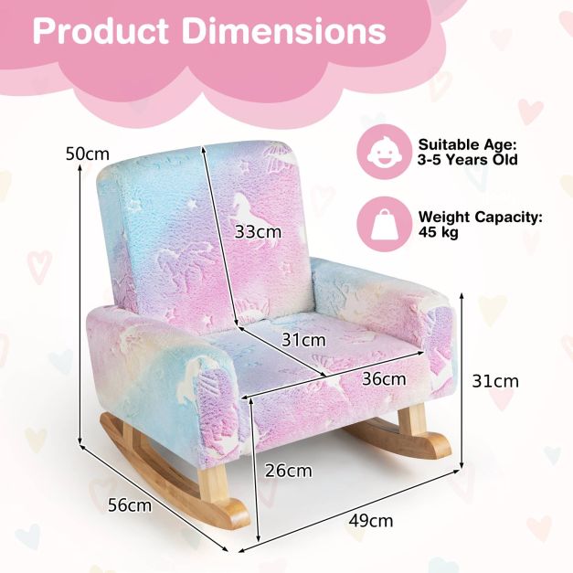 Rocking chair children Children&#39;s sofa glow in the dark Children&#39;s armchair upholstered in flannel fabric Colorful