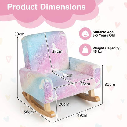 Rocking chair children Children&#39;s sofa glow in the dark Children&#39;s armchair upholstered in flannel fabric Colorful