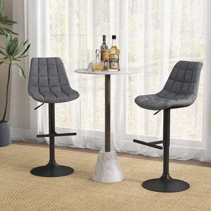 Upholstered Height Adjustable Bar Stools Set of 2 with Fabric Backrest-Grey