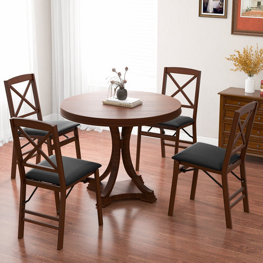 Upholstered High Back Wooden Dining Chair Set of 2-Brown