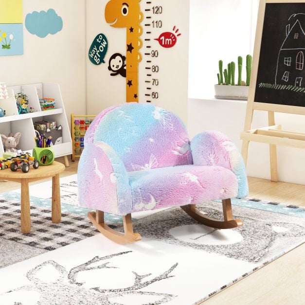 Rocking chair children Children&#39;s sofa Glow in the dark Children&#39;s armchair upholstered in flannel fabric