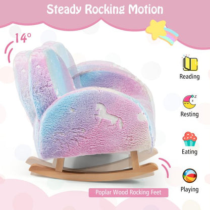 Rocking chair children Children&#39;s sofa Glow in the dark Children&#39;s armchair upholstered in flannel fabric