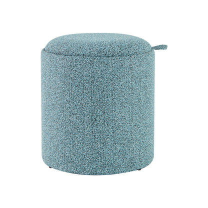 Upholstered Storage Round Ottoman Set of 2 with Reversible Tray-Blue