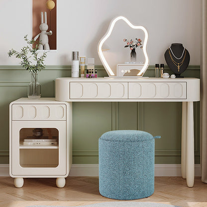 Upholstered Storage Round Ottoman Set of 2 with Reversible Tray-Blue