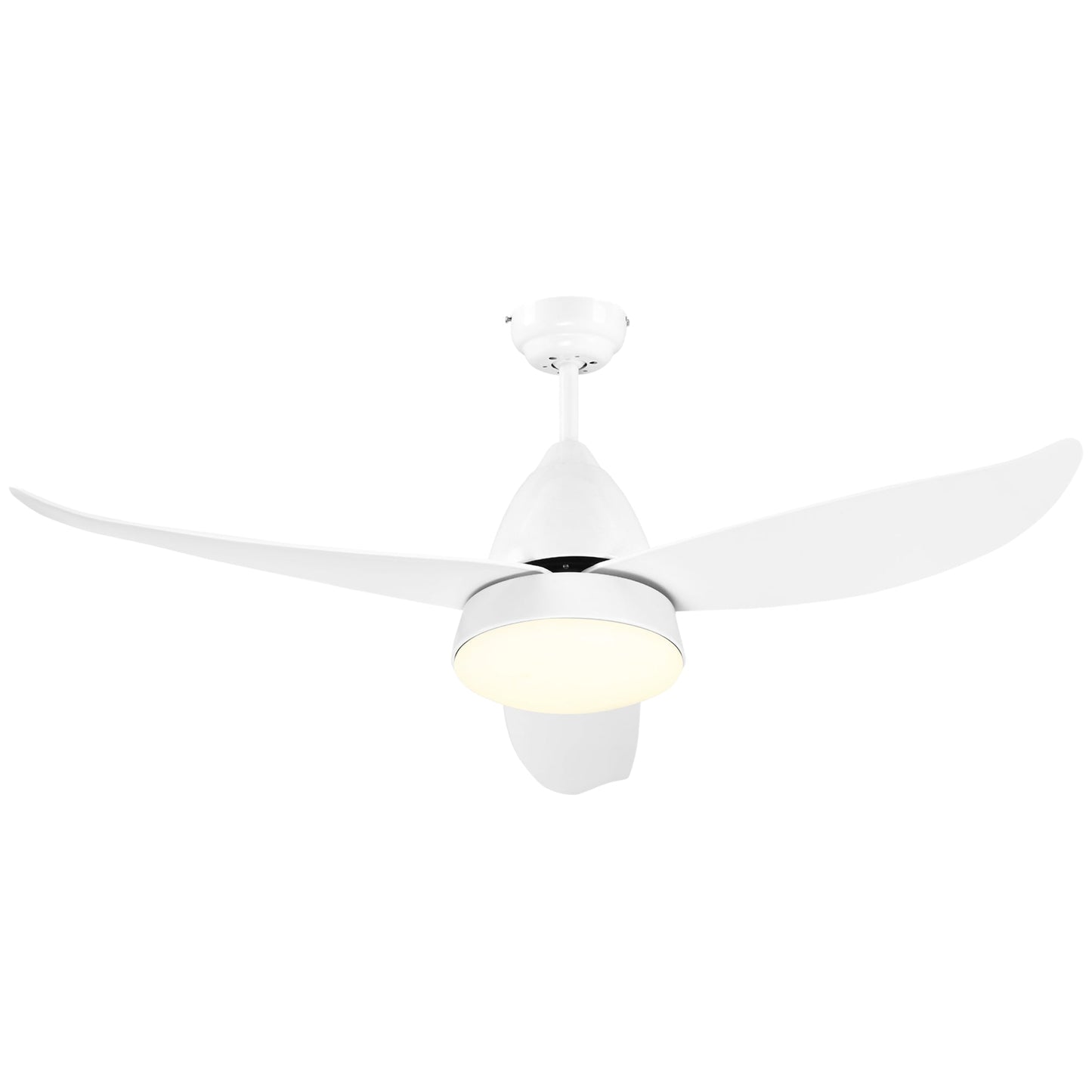 HOMCOM Reversible Ceiling Fan ze światłem, 3 łopatki, nowoczesny montaż do wnętrz, biały wentylator LED z pilotem, do sypialni, salonu, biały