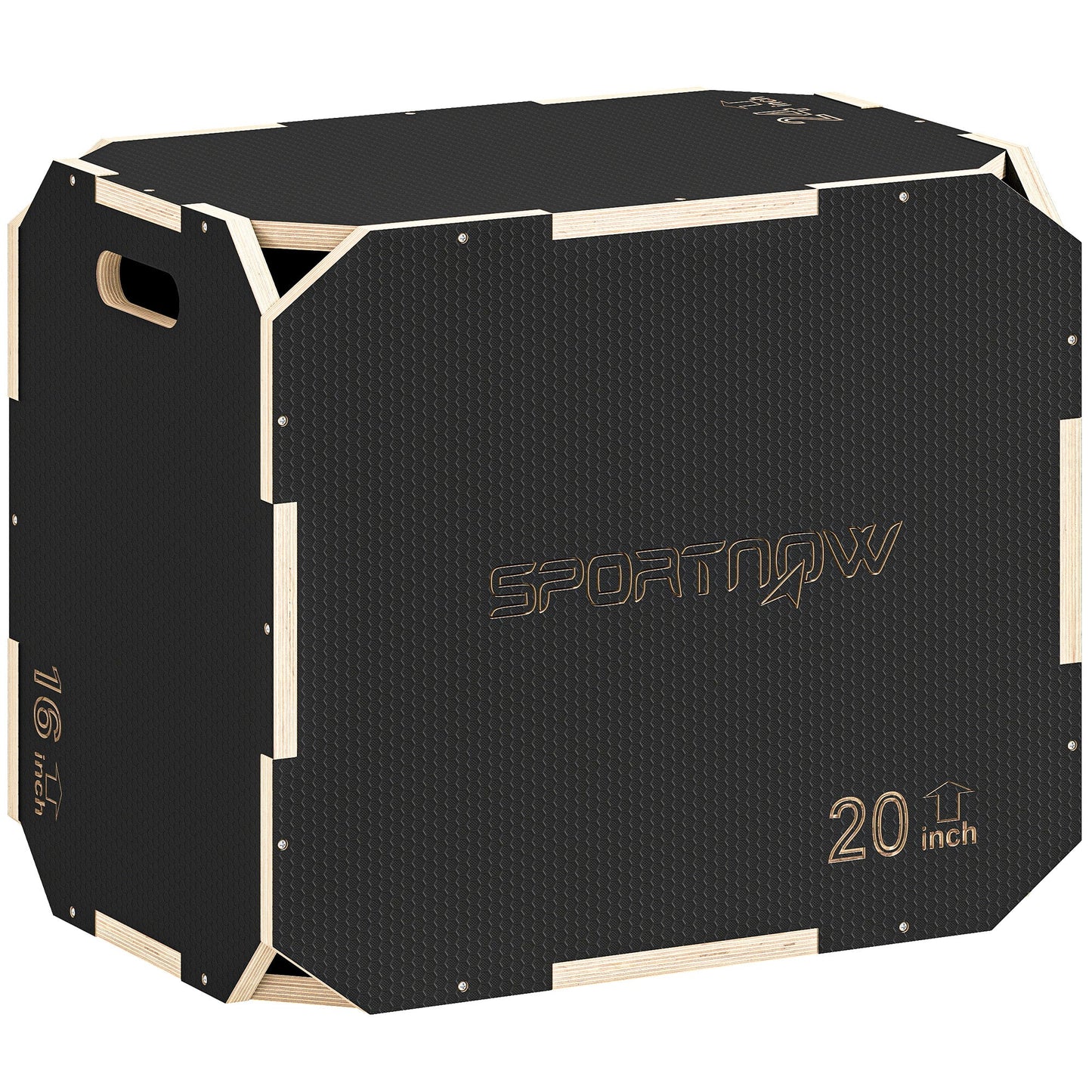 SPORTNOW Non-Slip Plyo Box, Corner-free Wooden Jump Box, 41 x 61 x 51 cm