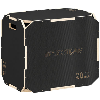 SPORTNOW Non-Slip Plyo Box, Corner-free Wooden Jump Box, 41 x 61 x 51 cm