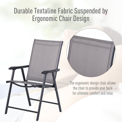 Outsunny Set of Four Folding Garden Chairs - Grey