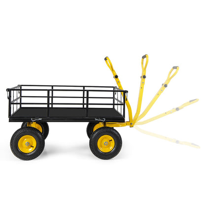 Utility Garden Cart with 180° Rotating Handle and Removable Sides-Black