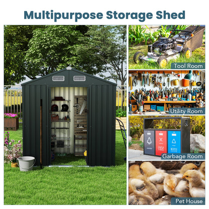Utility Tool House Garden Storage Shed with Sloping Roof and Air Vents-Grey