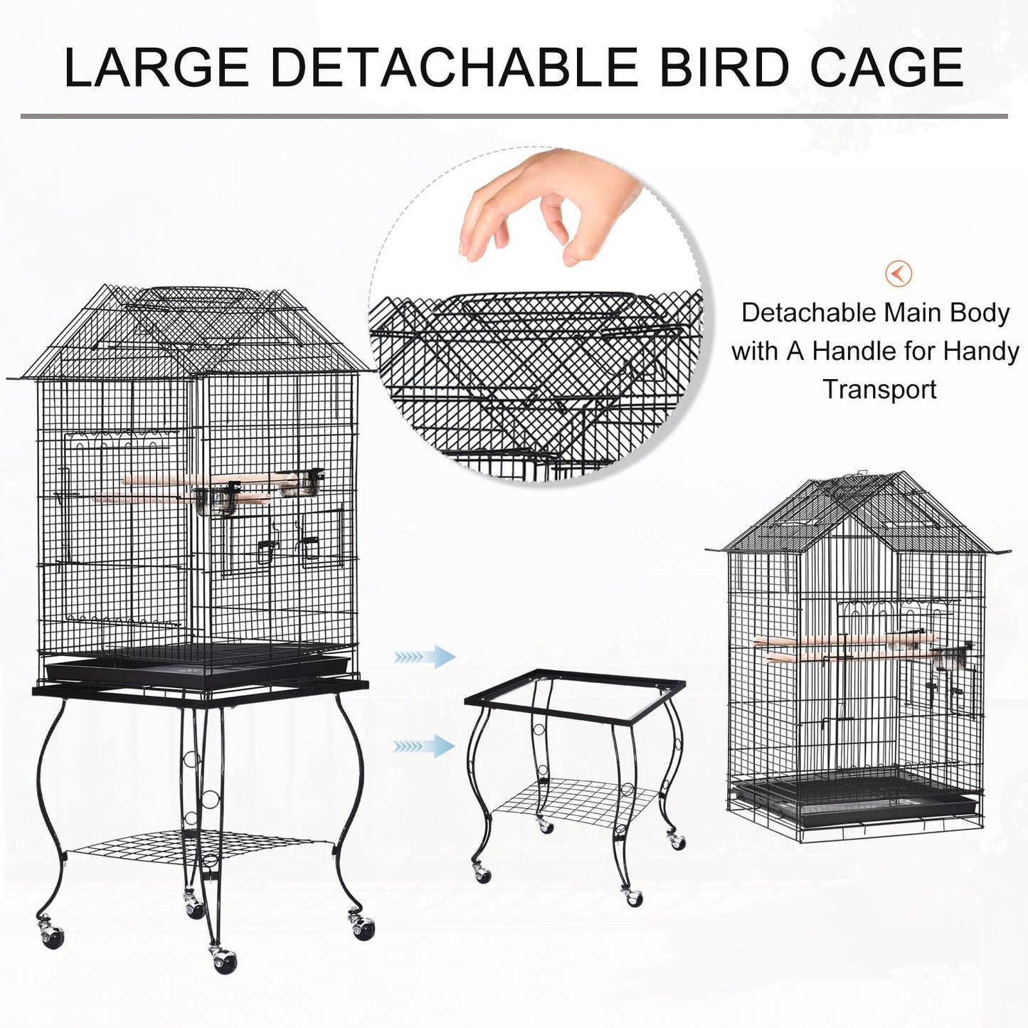 PawHut Bird Cage Pet Finch Perch Macaw Cockatiel Feeder Play House Stand