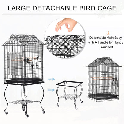 PawHut Bird Cage Pet Finch Perch Macaw Cockatiel Feeder Play House Stand