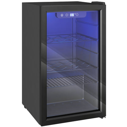 HOMCOM 24 Bottle Wine Cooler, 68 Litre Capacity, 4-16°C Freestanding Drinks Wine Fridge with Glass Door, Black