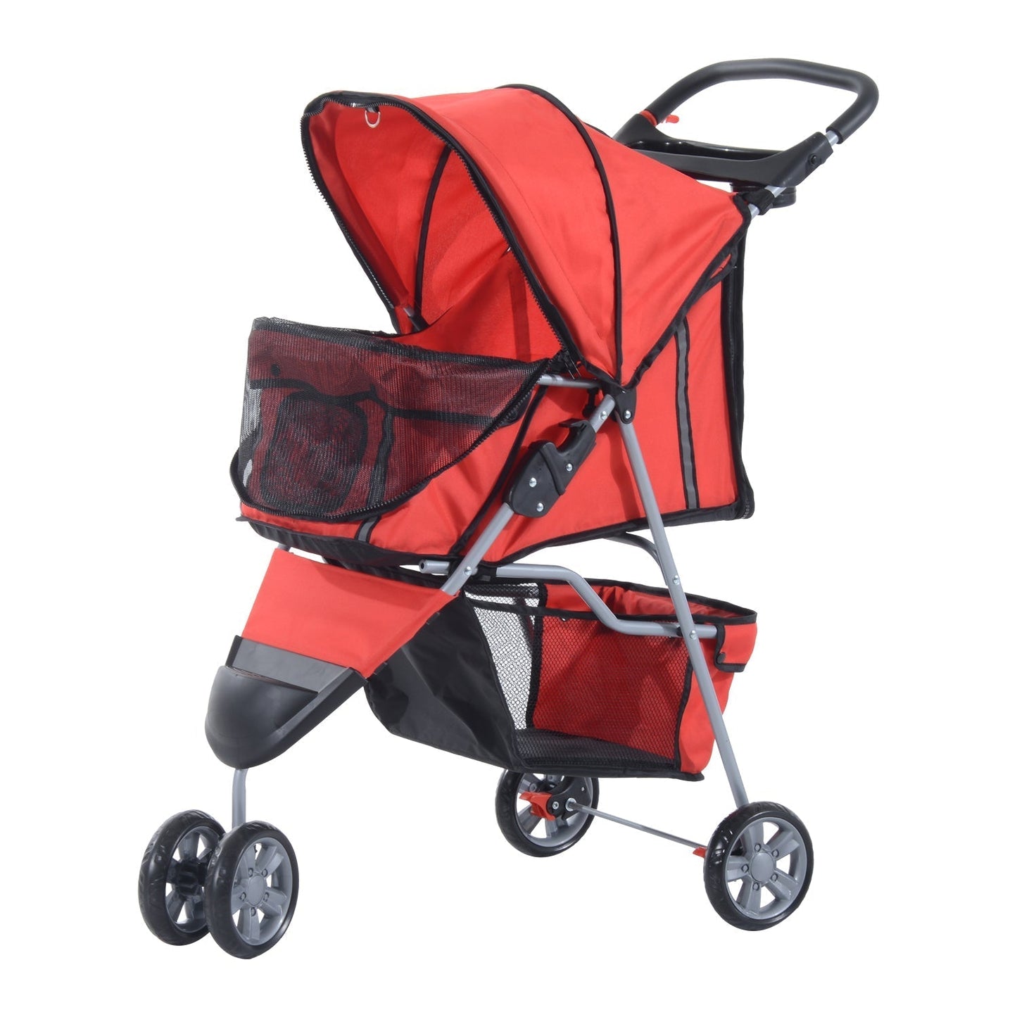 PawHut Pet Travel Stroller W/Three Wheels-Red