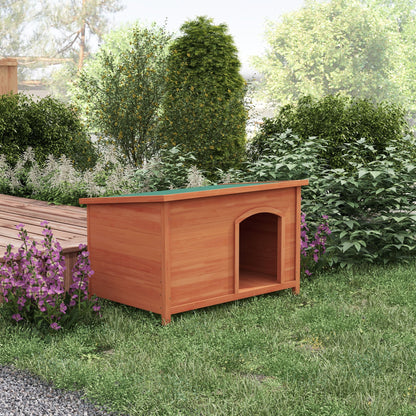 PawHut Wooden Dog Kennel, Outdoor Pet House, with Removable Floor, Openable Roof, Water-Resistant Paint - Natural Wood Tone