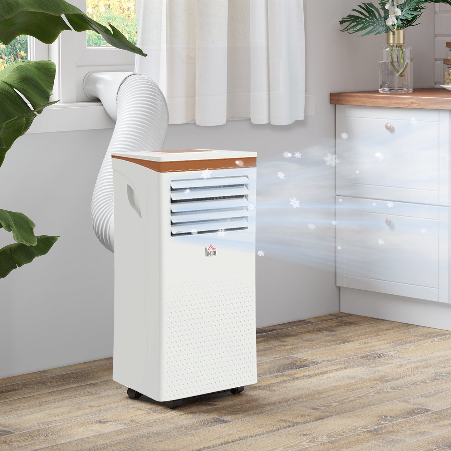 HOMCOM 9000 BTU Air Conditioning Unit, 3-in-1 Portable Air Conditioner, Dehumidifier, Cooling Fan with Remote, LED Display, 2 Speeds, 24H Timer, Window Venting Kit, 18m_