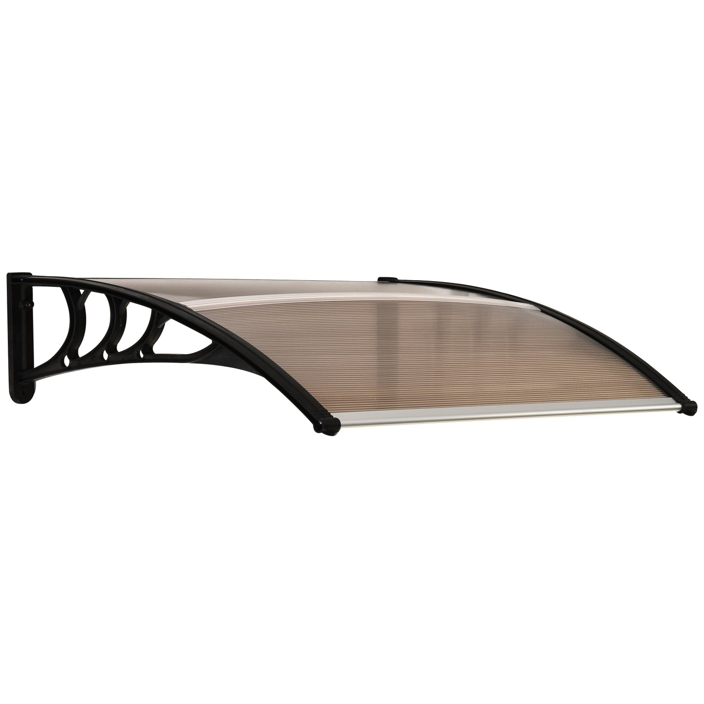 Outsunny Front Door Canopy Outdoor Awning Aluminium Rigid Plastic Polycarbonate Rain Shelter UV Water Rain Resistant 120 x 75cm Brown