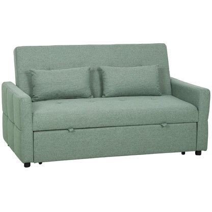 HOMCOM Three-Way Two-Seater Sofa Bed - Green