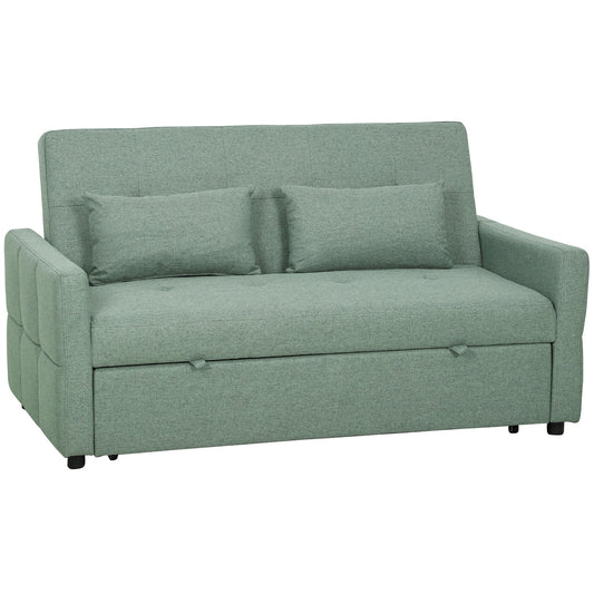 HOMCOM Three-Way Two-Seater Sofa Bed - Green