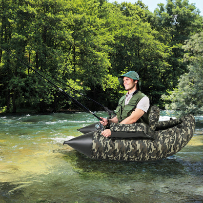 V-Shaped Fishing Float Tube with Rod Holder-Camouflage