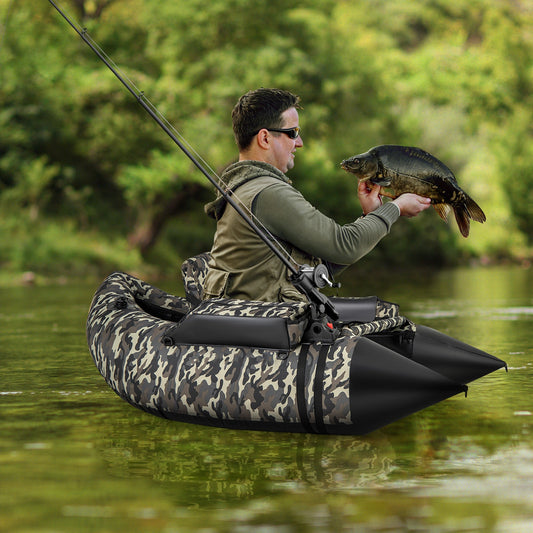 V-Shaped Fishing Float Tube with Rod Holder-Camouflage