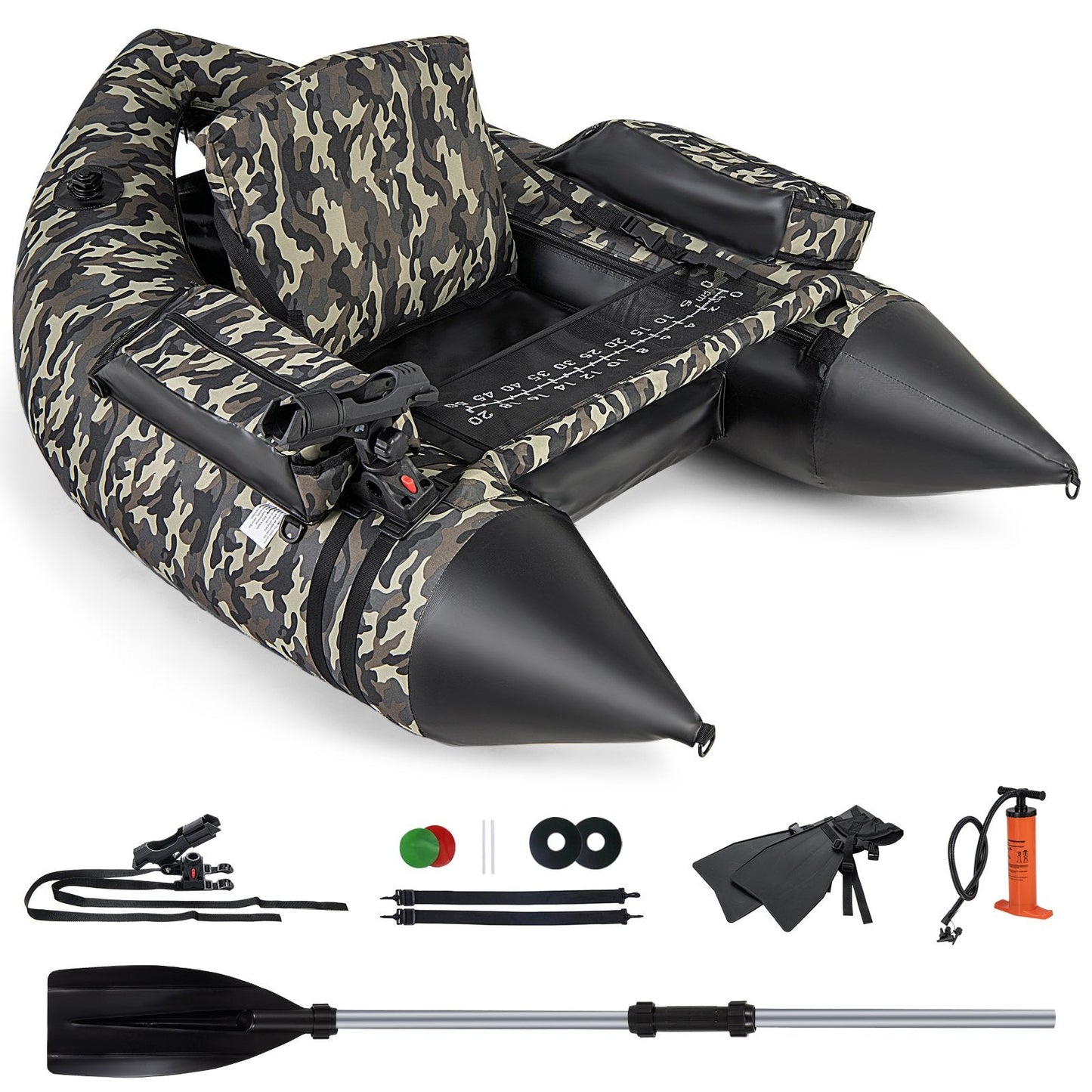 V-Shaped Fishing Float Tube with Rod Holder-Camouflage