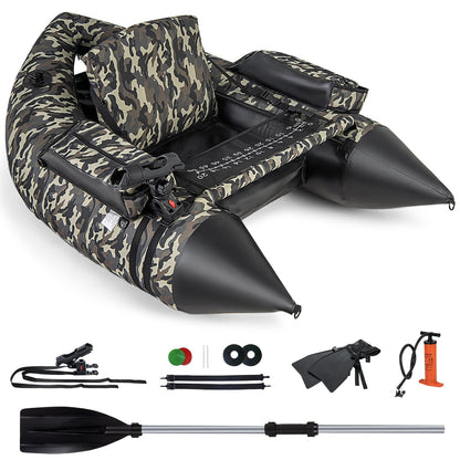 V-Shaped Fishing Float Tube with Rod Holder-Camouflage