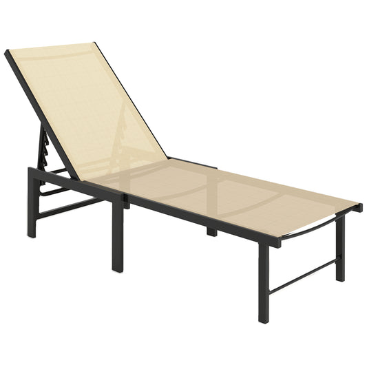 Leżak Outsunny Reclining Sun Lounger - Khaki