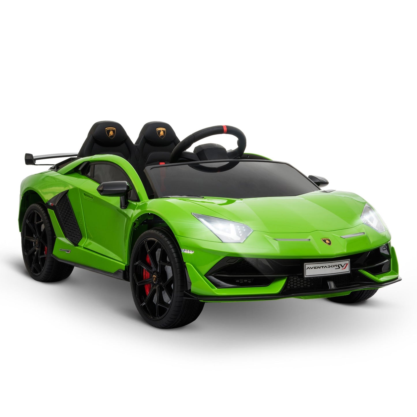 Battery-powered Kids Electric Ride On Car Lamborghini Aventador Sports Racing Car Toy with Parental Remote Control Music Green 12V