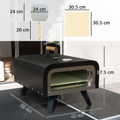 Outsunny Gas Powered 12" Pizza Oven - Black