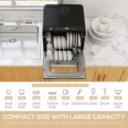 HOMCOM 6L Five-Mode Tabletop Dishwasher - Black
