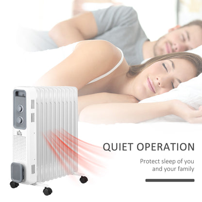 2720W Oil Filled Radiator, Portable Electric Heater w/ 3 Heat Settings, Adjustable Thermostat, Safe Power-Off, 11 Fins